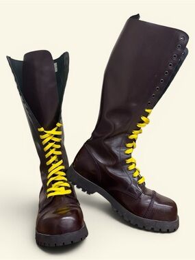 Oxblood Boots & Braces Bordeaux Burgundy Rangers Boots 20 Hole Steel Toe SIZE 8